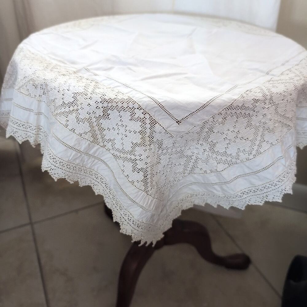 Vintage lace square small tablecloth 22" x 22", Cottagecore, Bridal, Photoshoot